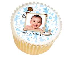 Baby Boy Photo Cupcakes