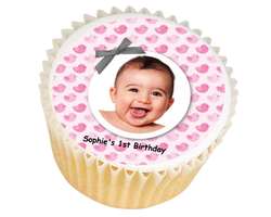 Baby Girl Photo Cupcakes