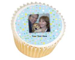 Blue Dotty Photo Cupcakes - from £11.95